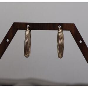 Vintage Sterling Silver Twist Hoop Earrings 3.21G / 0.9in